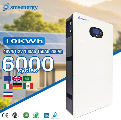 SMSENERGY Lithium Battery LiFePO4 Wall Mounted 48V 51.2V 200Ah 10KWH Energy Storage System