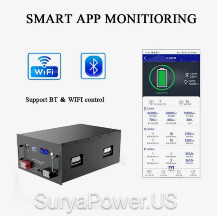 SP Server Rack LiFePO4 Battery 48V 51.2V 200Ah 10KWH Solar Power Backup Off-grid