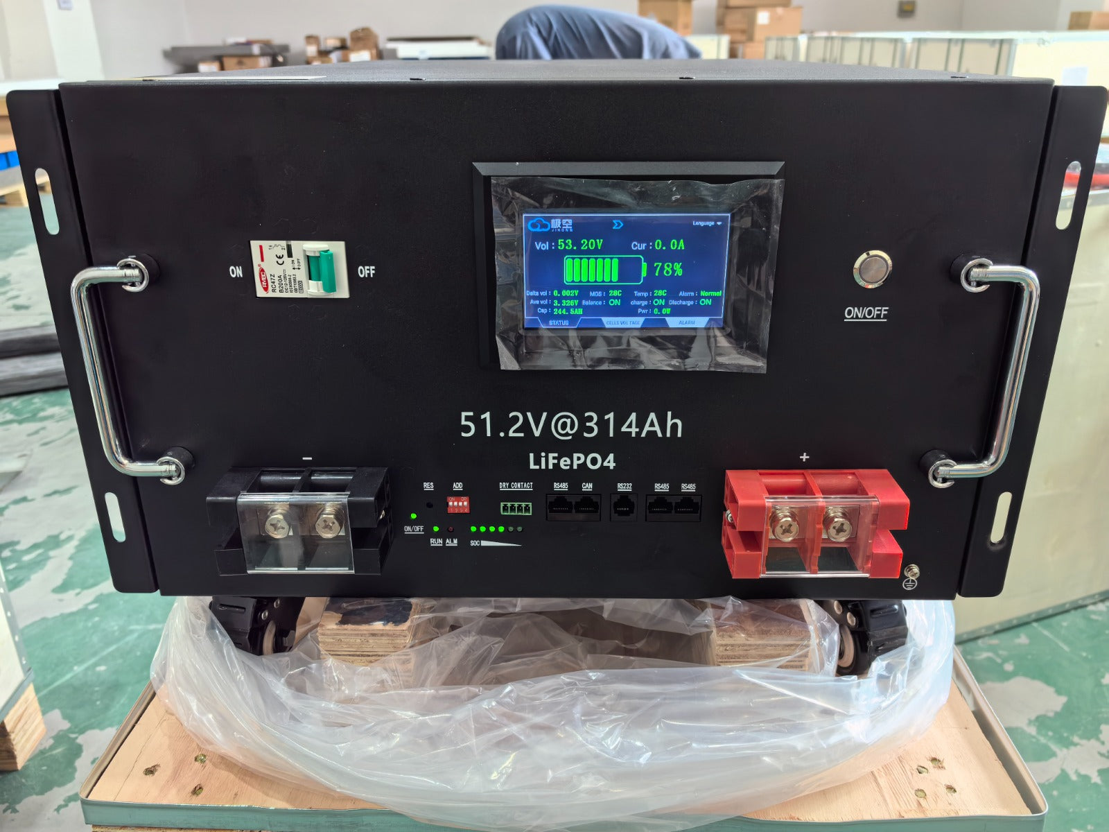 SPower Lithium Battery LiFePO4 Server Rack 48V 51.2V 314AH 16KWH 4.3 inch Touch Display